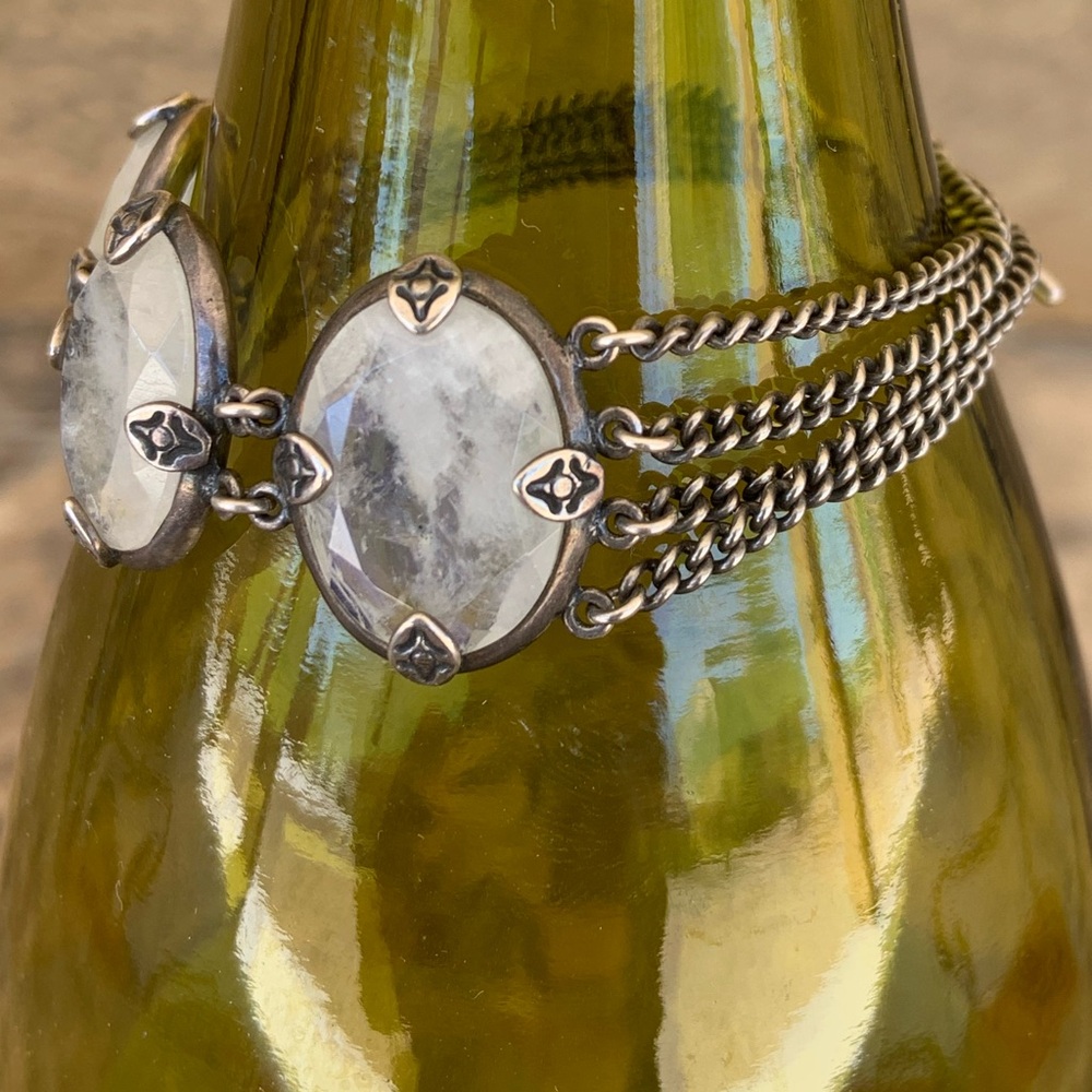 Chan Luu Sterling Silver Moonstone Link & 4 Strand Chain Bracelet - Picture 3 of 11